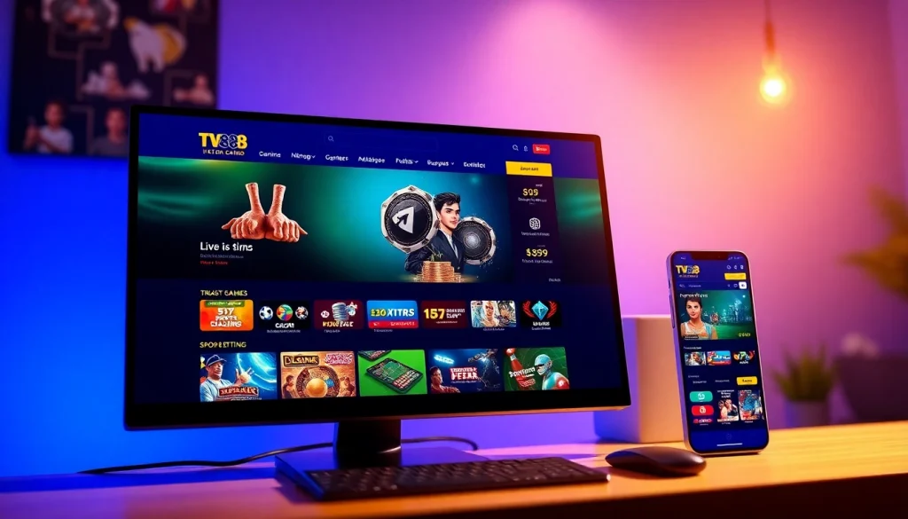 TV88 gaming platform interface showcasing diverse betting options and user-friendly design
