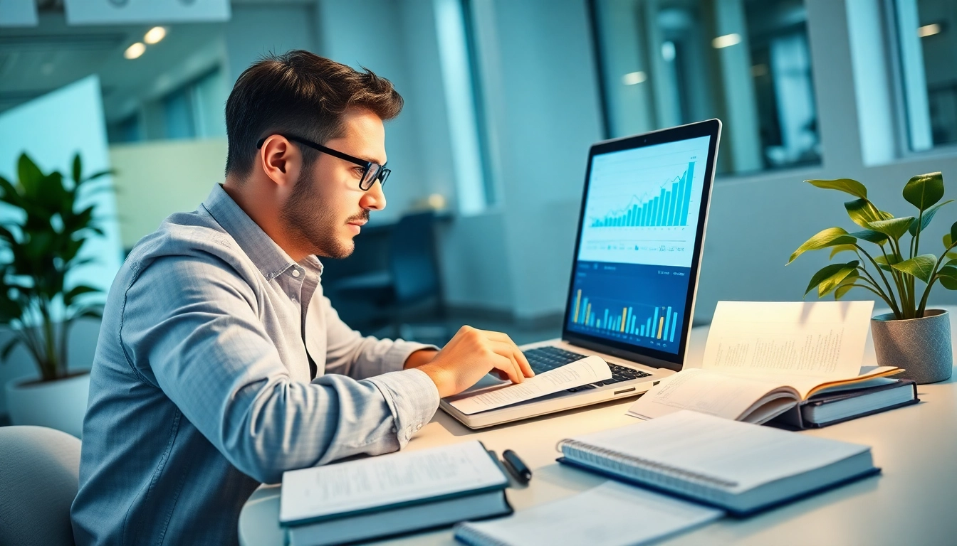 SEO expert analyzing data for thin content penalty recovery strategies in a modern office