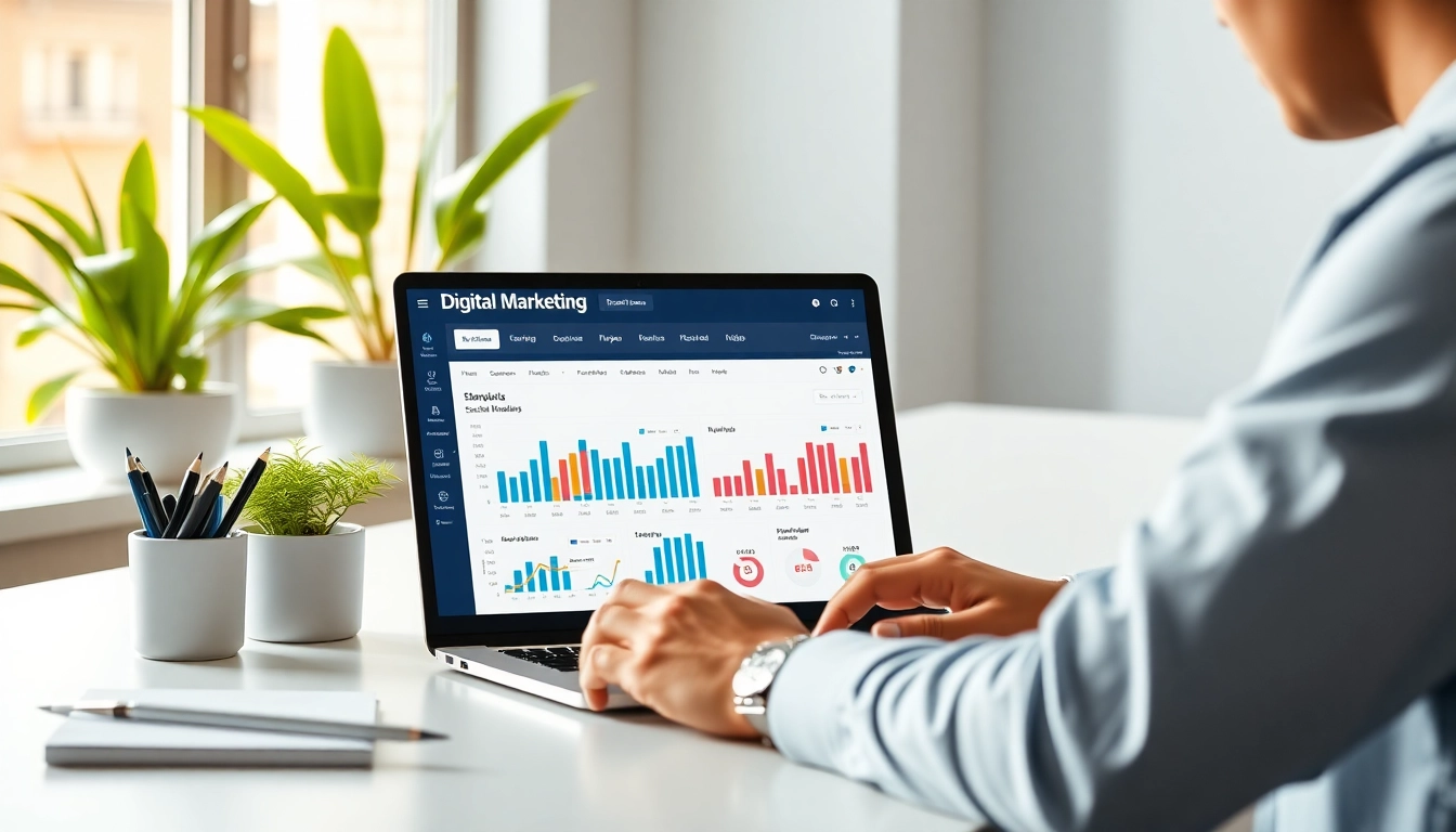 Analyze social media metrics using an SMM panel interface in a bright office setting.