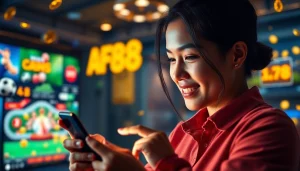 AF88 online betting platform interface highlighting user engagement in a vibrant gaming environment.