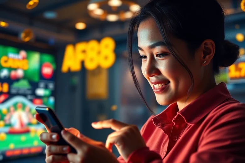 AF88 online betting platform interface highlighting user engagement in a vibrant gaming environment.