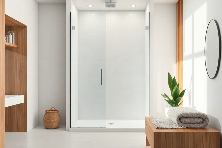 Installer une paroi de douche moderne dans une salle de bain élégante avec des finitions soignées.