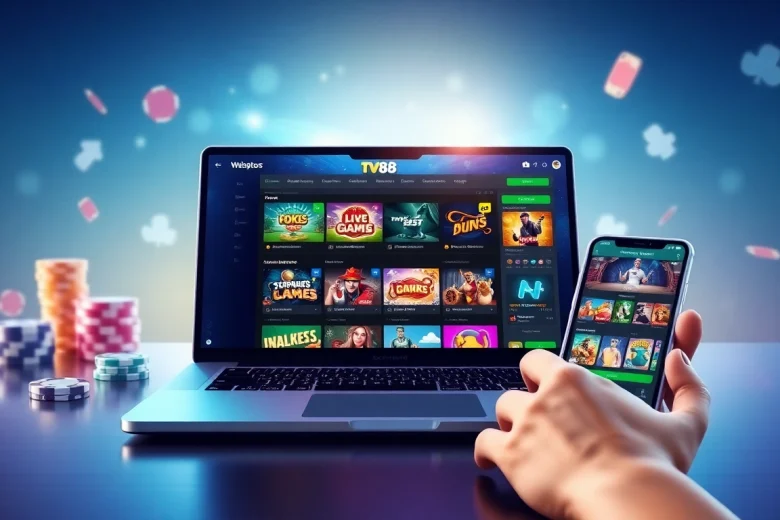 Engaging interface of TV88 online gaming platform displaying live casino and traditional games.