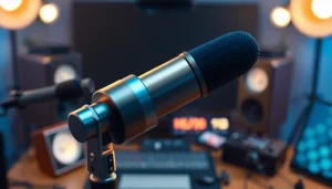 MV88 microphone showcased in a professional audio studio, highlighting its features and design.