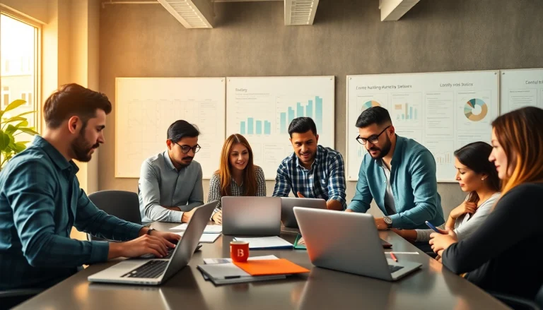 Team discussing af88.com marketing strategies in a modern office setting.