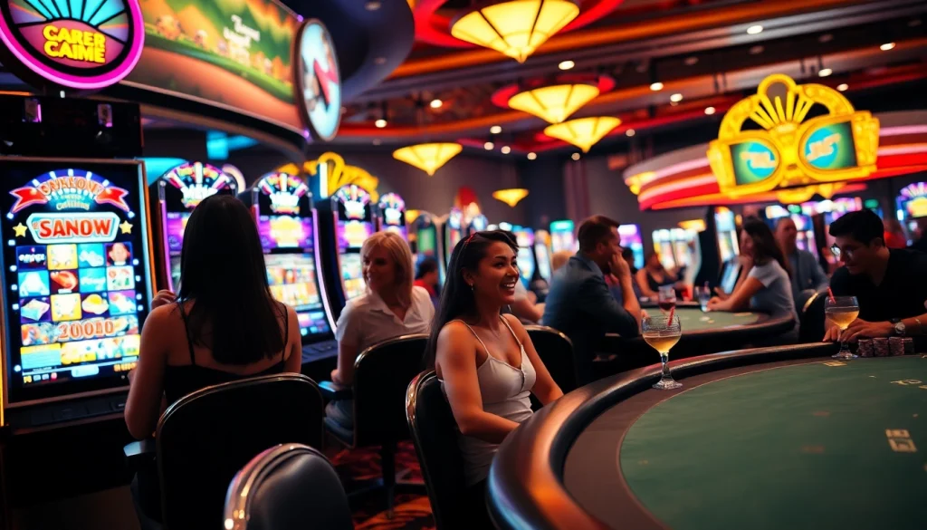 Experience thrilling gameplay at https://whycazino.com featuring vibrant casino games and excited players.