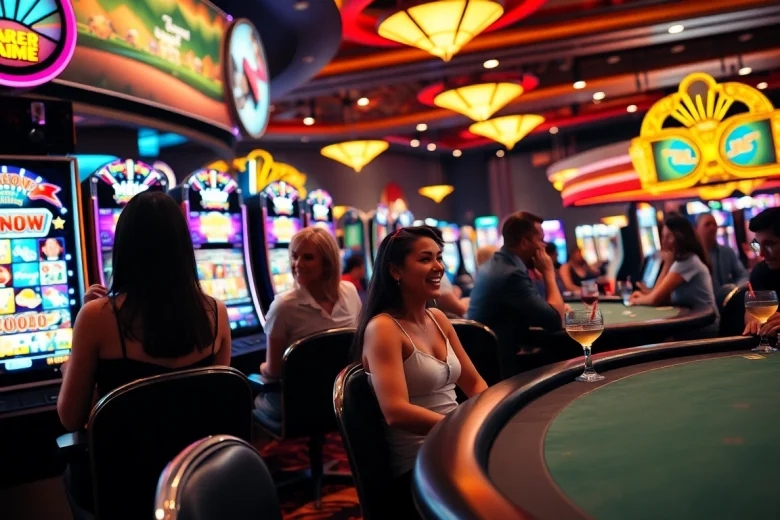 Experience thrilling gameplay at https://whycazino.com featuring vibrant casino games and excited players.