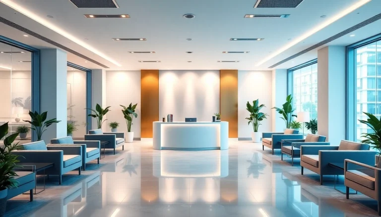 Experience JBO's services in a modern, inviting rental office environment.