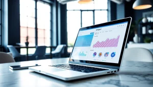 Engaging view of an Instagram smm panel interface displayed on a modern laptop in a bright workspace.