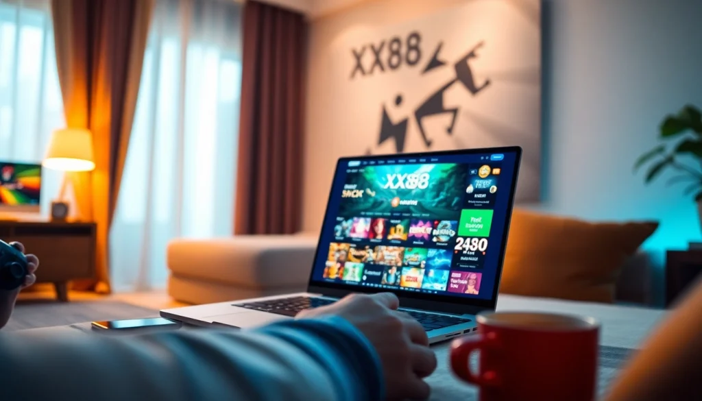 Experience the excitement of XX88's online gaming platform in an inviting setting.