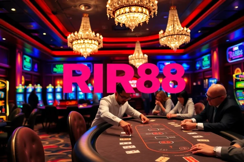 Experience the thrill of RR88 in a luxurious casino setting with vibrant lighting and professional gaming.