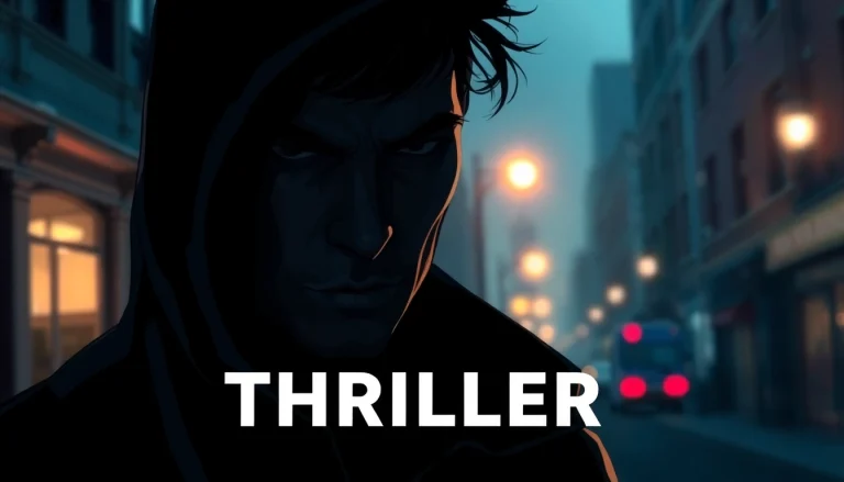 Engaging cover of a thriller book showcasing a mysterious character in a dimly lit city.