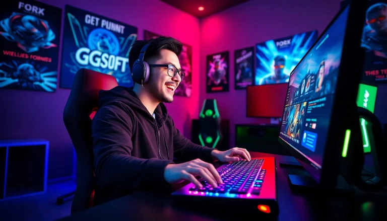 Menangkan permainan dengan daftar ggsoft game di latar belakang penuh semangat.