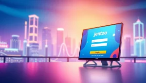 Jentoto login dengan antarmuka modern yang menampilkan grafis yang menarik.