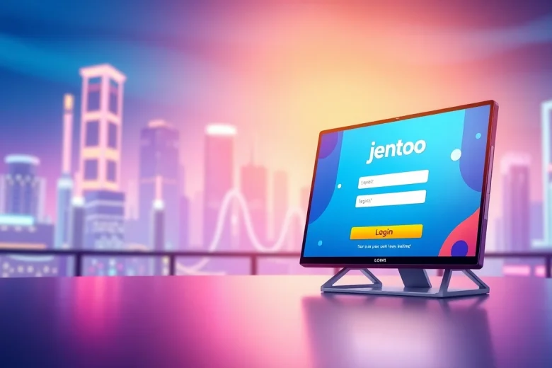 Jentoto login dengan antarmuka modern yang menampilkan grafis yang menarik.