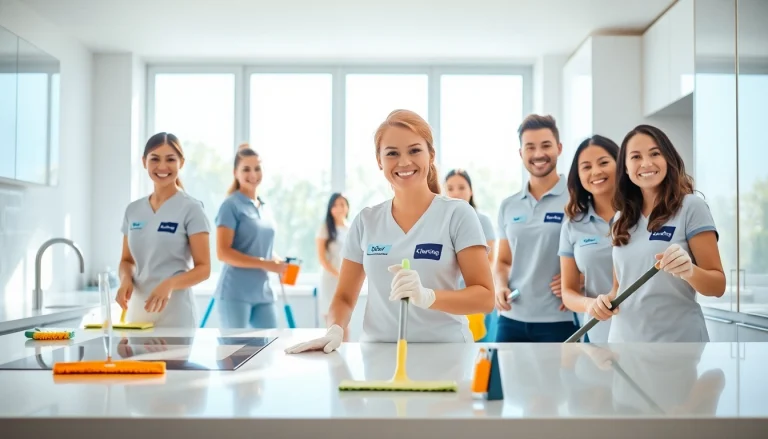 Showcasing a dedicated cleaning service team providing exceptional home cleaning.