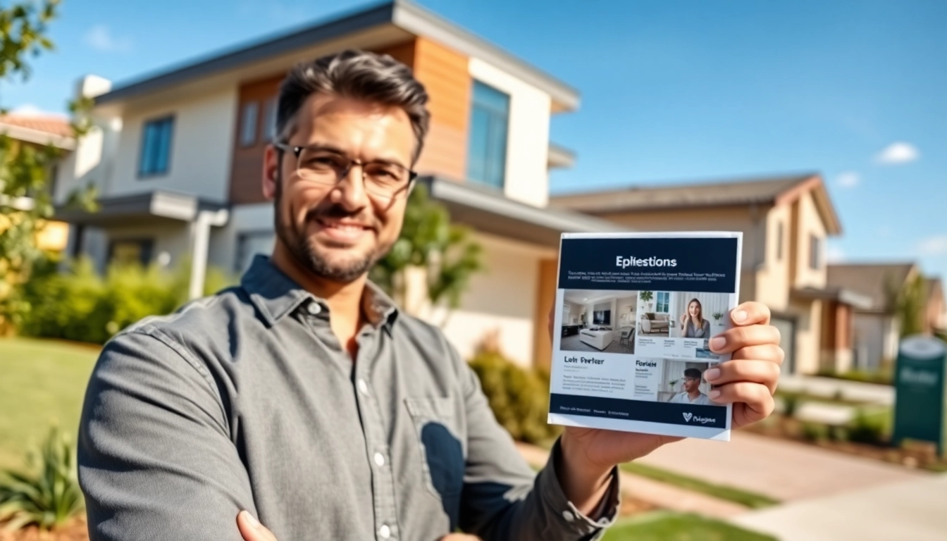 Real Estate agent showcasing a modern home in a vibrant neighborhood.