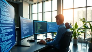 Explore how Technology enhances productivity in a modern workspace filled with innovative tools.