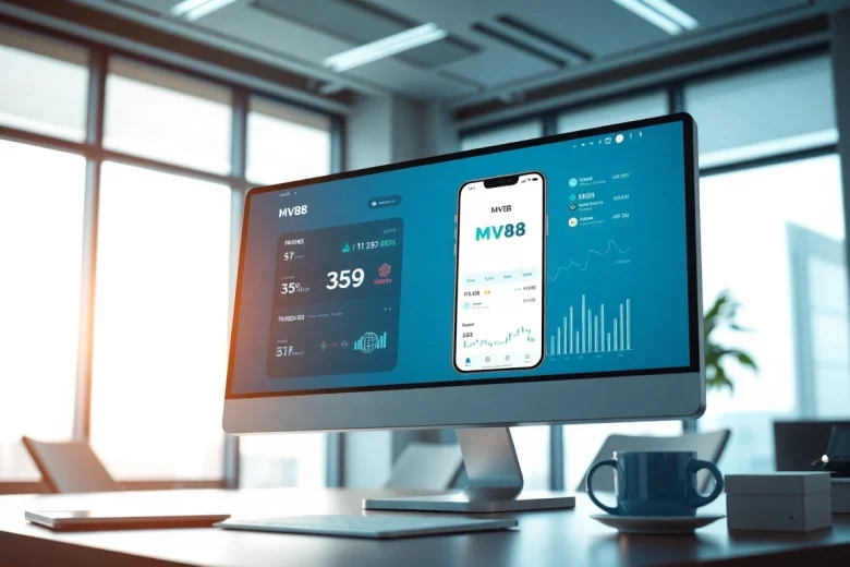 MV88 app interface displayed on a computer screen in a professional office.