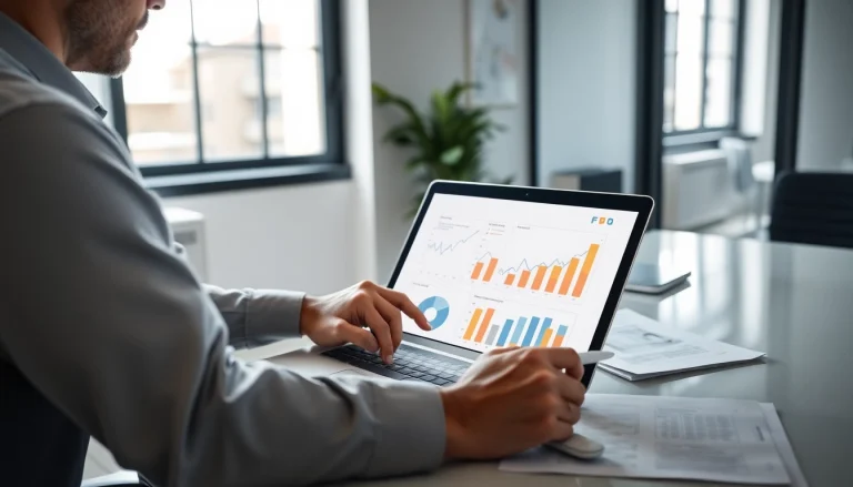 Analyser et acheter et revendre des biens dans un bureau moderne avec des graphiques immobiliers.