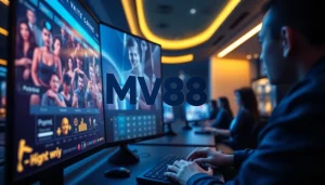 Engaging online gaming interface with MV88 logo and virtual currency.