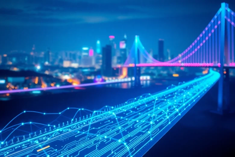 Showcase of technology impact on society at https://mohamedmmblog.tech with digital landscapes and vibrant colors.