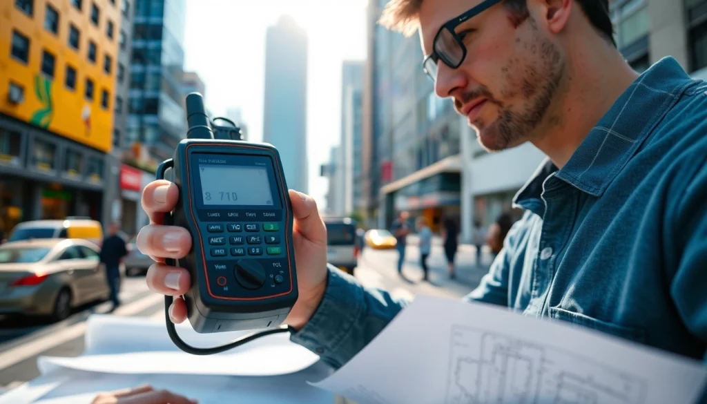 Conducting a noise impact assessment in an urban environment to analyze acoustic levels.