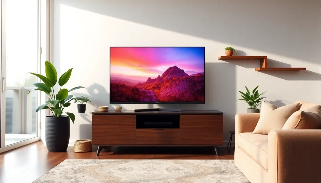 Experience the vibrant visuals of a TV88 television in a stylish living room setting.
