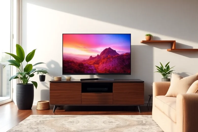 Experience the vibrant visuals of a TV88 television in a stylish living room setting.
