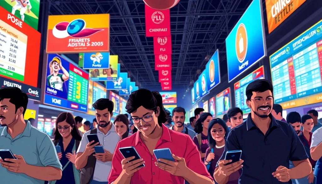 Engaging atmosphere showcasing best sports betting sites in India with active bettors and vibrant sports promotions.