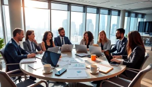 79king's professional team engaging in strategic discussions in a modern office setting.