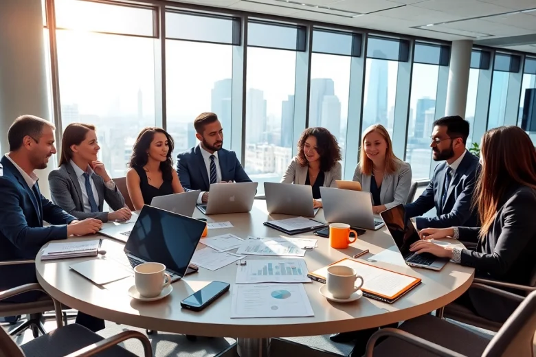 79king's professional team engaging in strategic discussions in a modern office setting.