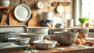 Shop premium bakeware NZ in an inviting kitchen setup showcasing various baking essentials.