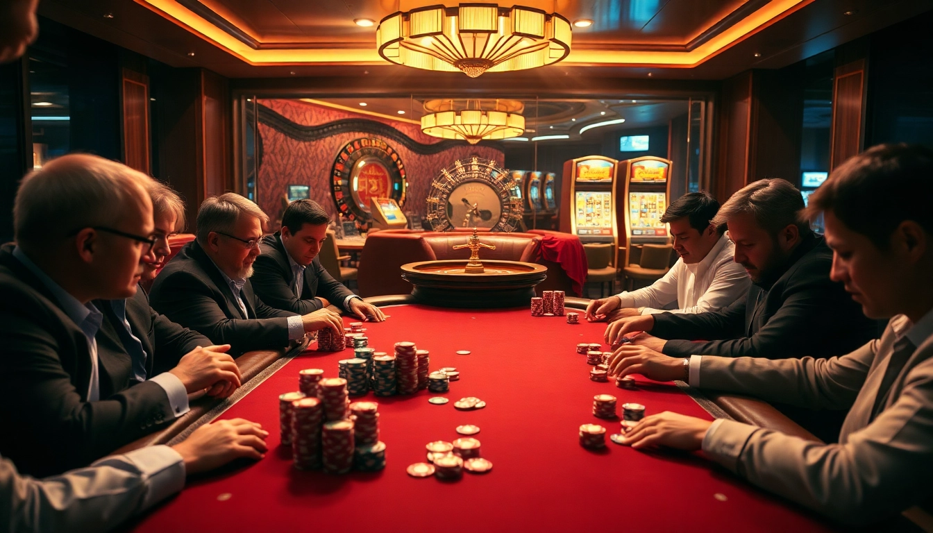 Experience the excitement of XX88 Boats with players surrounded by vibrant poker chips and cards.