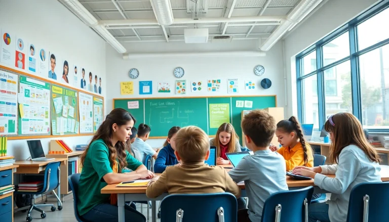 Engaged students collaborating in vibrant educational environment showcasing effective Education practices.