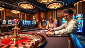 Exciting casino action featuring 99win players making strategic bets at a gaming table.