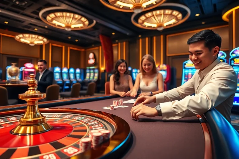 Exciting casino action featuring 99win players making strategic bets at a gaming table.