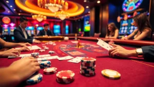 Exciting baccarat action at F168's casino, featuring vibrant chips and a thrilling atmosphere.