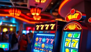 Mainkan petanitoto dengan kegembiraan mesin slot yang berkilau dan simbol menang berwarna-warni.