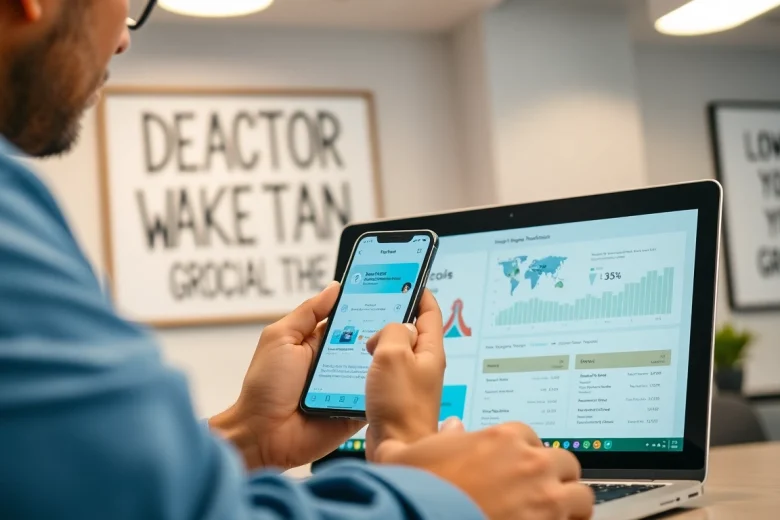 Engaged individual using Instagram smm panel on devices, showcasing social media insights.