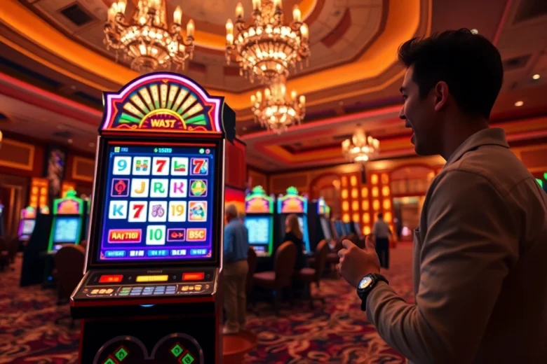 Mainkan mahjong ways 2 di mesin slot dengan simbol yang berkilau dan suasana kasino yang mewah.