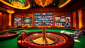 Exciting online gambling experience at nhà cái lc88 featuring roulette, cards, and poker chips.