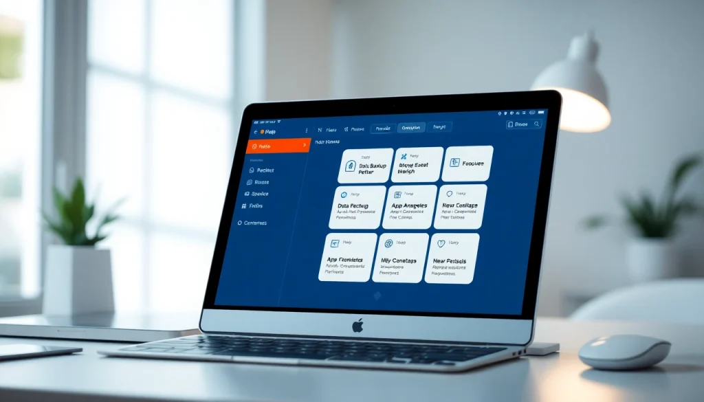 爱思助手 software interface displayed on a sleek Apple device in a professional workspace.