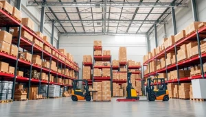 Find a well-organized warehouse near me with bright lighting and modern equipment.