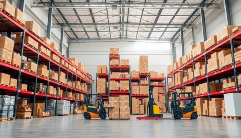 Find a well-organized warehouse near me with bright lighting and modern equipment.