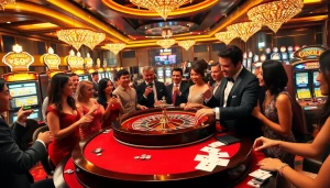 Players enjoying the thrill of roulette at 79king com casino with vibrant atmosphere and luxurious setup.