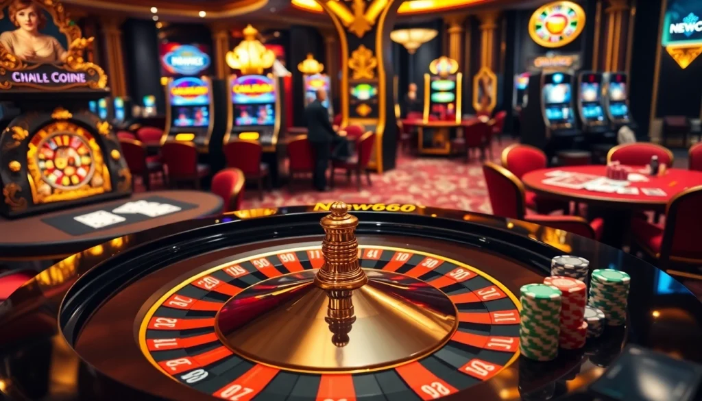 Exciting gameplay experience at new66 with roulette and poker table highlights.