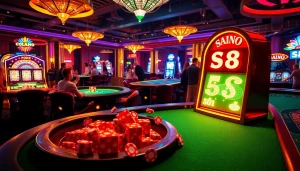 Players enjoying the S8 casino experience with vibrant tables and exciting games.