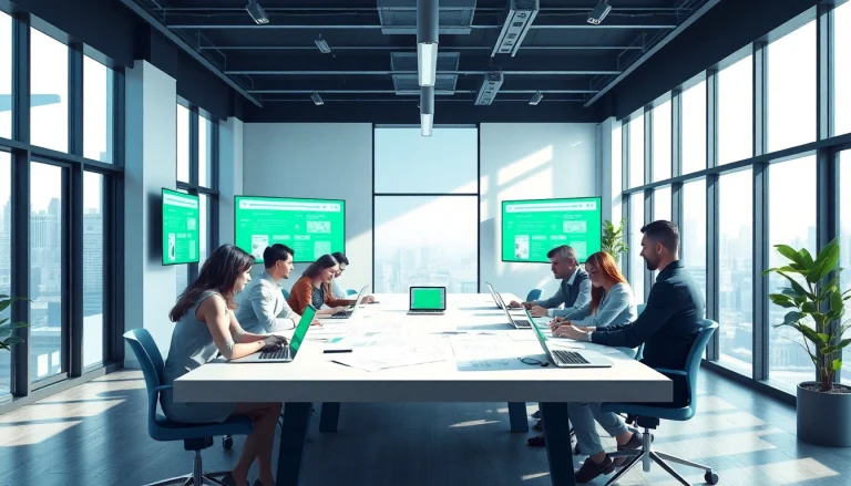 Professional web design team collaborating on innovative website solutions