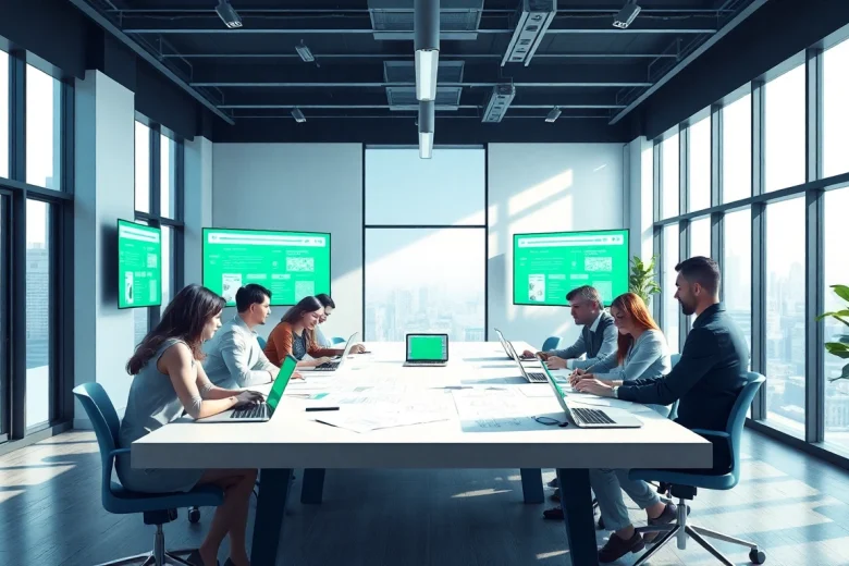 Professional web design team collaborating on innovative website solutions